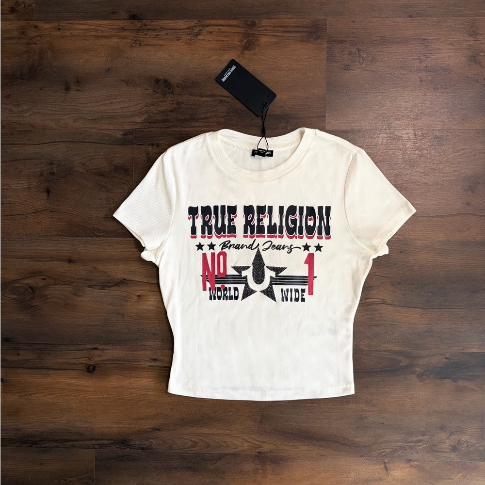 SOLD True Religion Cream Crop Top